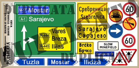 Bosnian Highway Signs, Yugoslav Wars - 1/35 Scale - Duplicata Productions