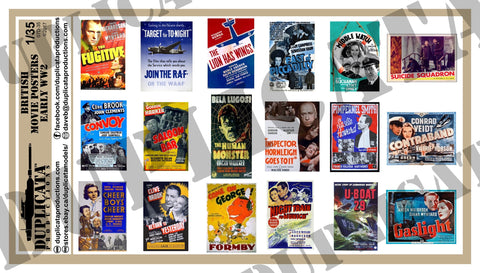 British Movie Posters -  Early WW2 - 1/35 Scale - Duplicata Productions