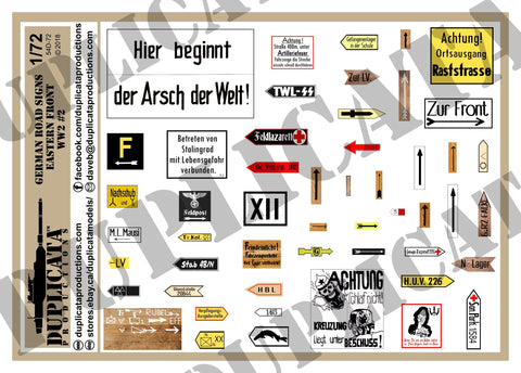 German Road Signs, Eastern Front #2 -  WW2 - 1/72 Scale - Duplicata Productions