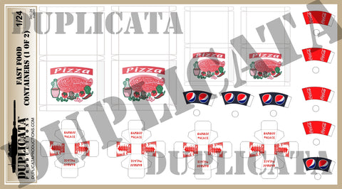 American Fast Food Containers - 1/24 Scale (2 sheets) - Duplicata Productions