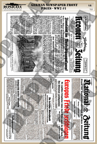 German Newspaper Front Pages #1 - WW2 - 1/6 Scale