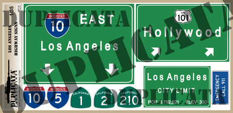 Los Angeles Highway Signs - 1/35 Scale - Duplicata Productions