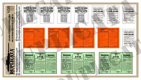 Announcement Posters - Occupied France, WW2 - 1/35 Scale (2 Sheets) - Duplicata Productions