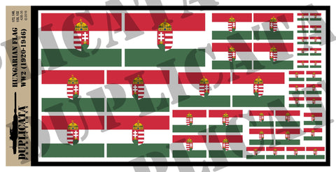 Hungarian Flag - WW2 - 1/72, 1/48, 1/35, 1/32 Scales - Duplicata Productions