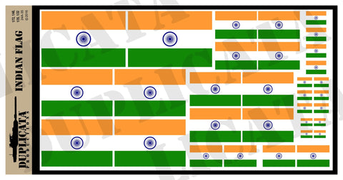 Indian Flag - 1/72, 1/48, 1/35, 1/32 Scales - Duplicata Productions
