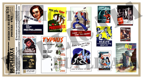 American WW2 Health Posters - 1/35 Scale - Duplicata Productions