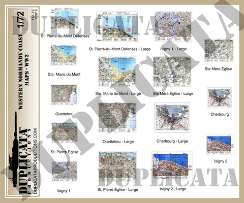 Allied Maps, Western Normandy Coast, France - WW2 - 1/72 Scale - Duplicata Productions