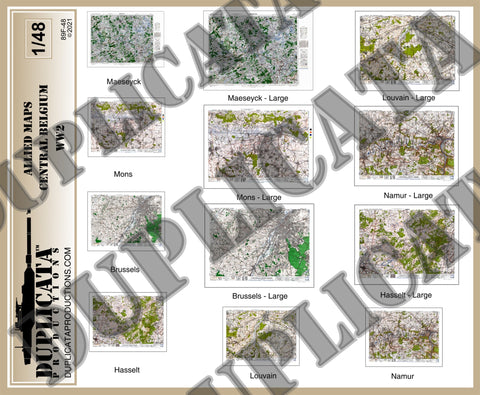 Allied Maps - Central Belgium - WW2 - 1/48 Scale