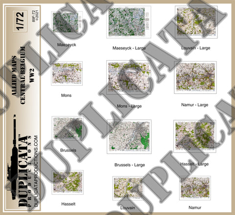 Allied Maps - Central Belgium - WW2 - 1/72 Scale