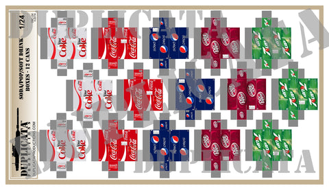 Soda / Pop / Soft Drink 12 Can Boxes - 1/24 Scale - Duplicata Productions