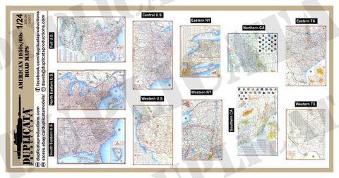 American 1950s/60s Road Maps  - 1/24 Scale - Duplicata Productions
